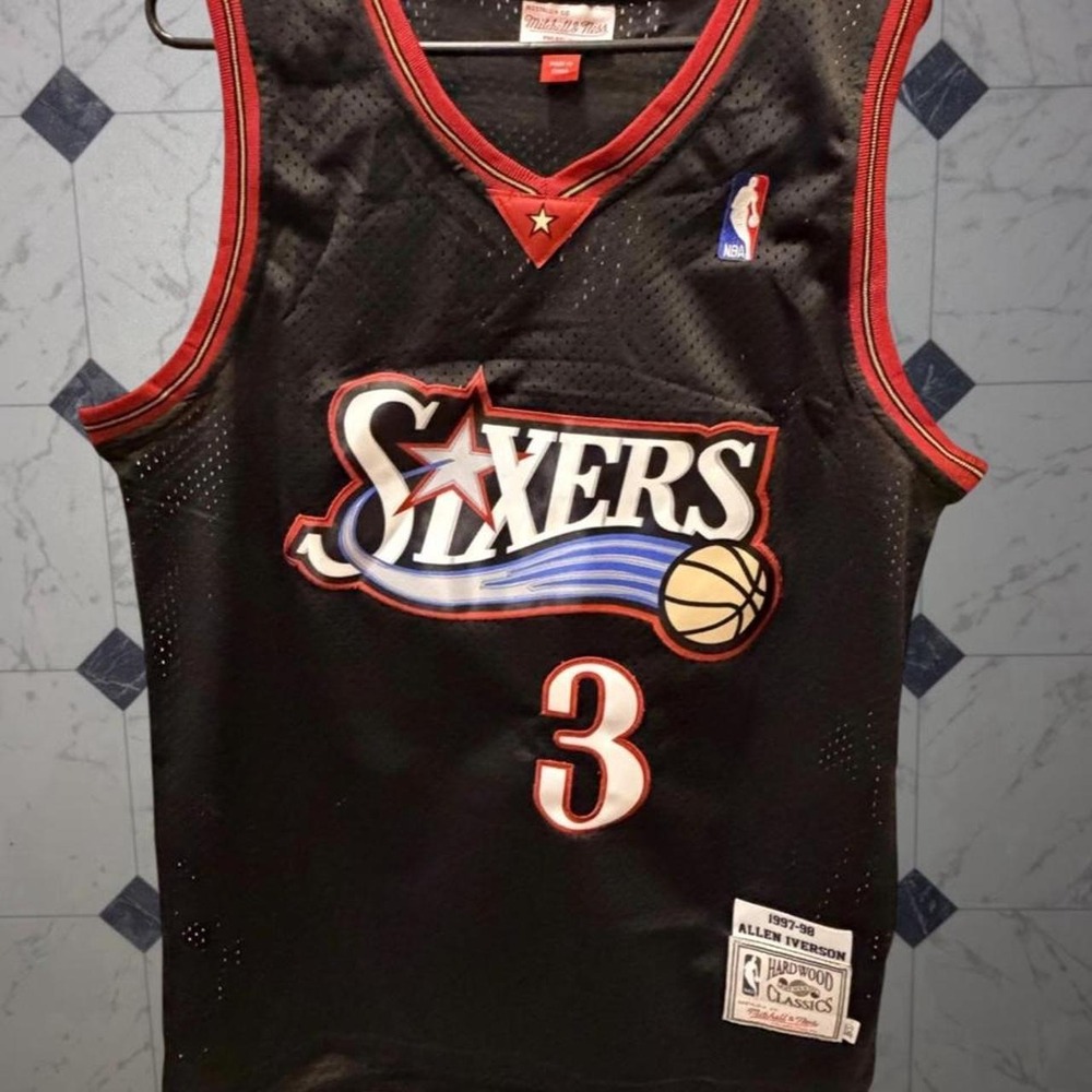 Allen Iverson Philadelphia 76ers 1997/98 Black Swingman Jersey Size‎ L - Picture 2 of 3